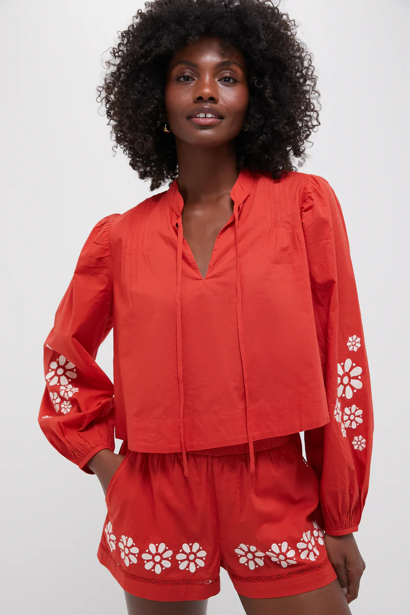 Clay and Ivory Embroidered Salm Top | Tuckernuck (US)