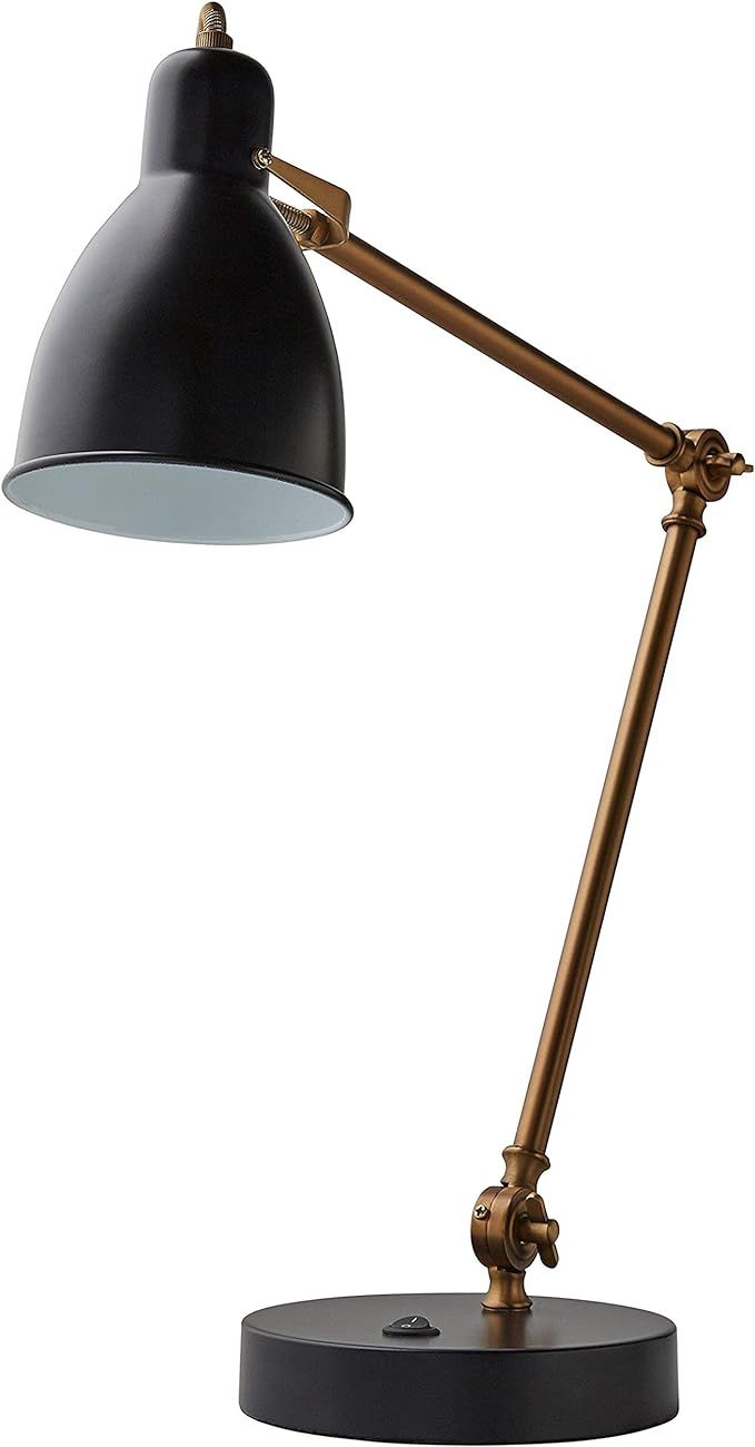 Amazon Brand – Rivet Caden Adjustable Task Table Lamp with Bulb, 28.5"H , Black and Brass | Amazon (US)