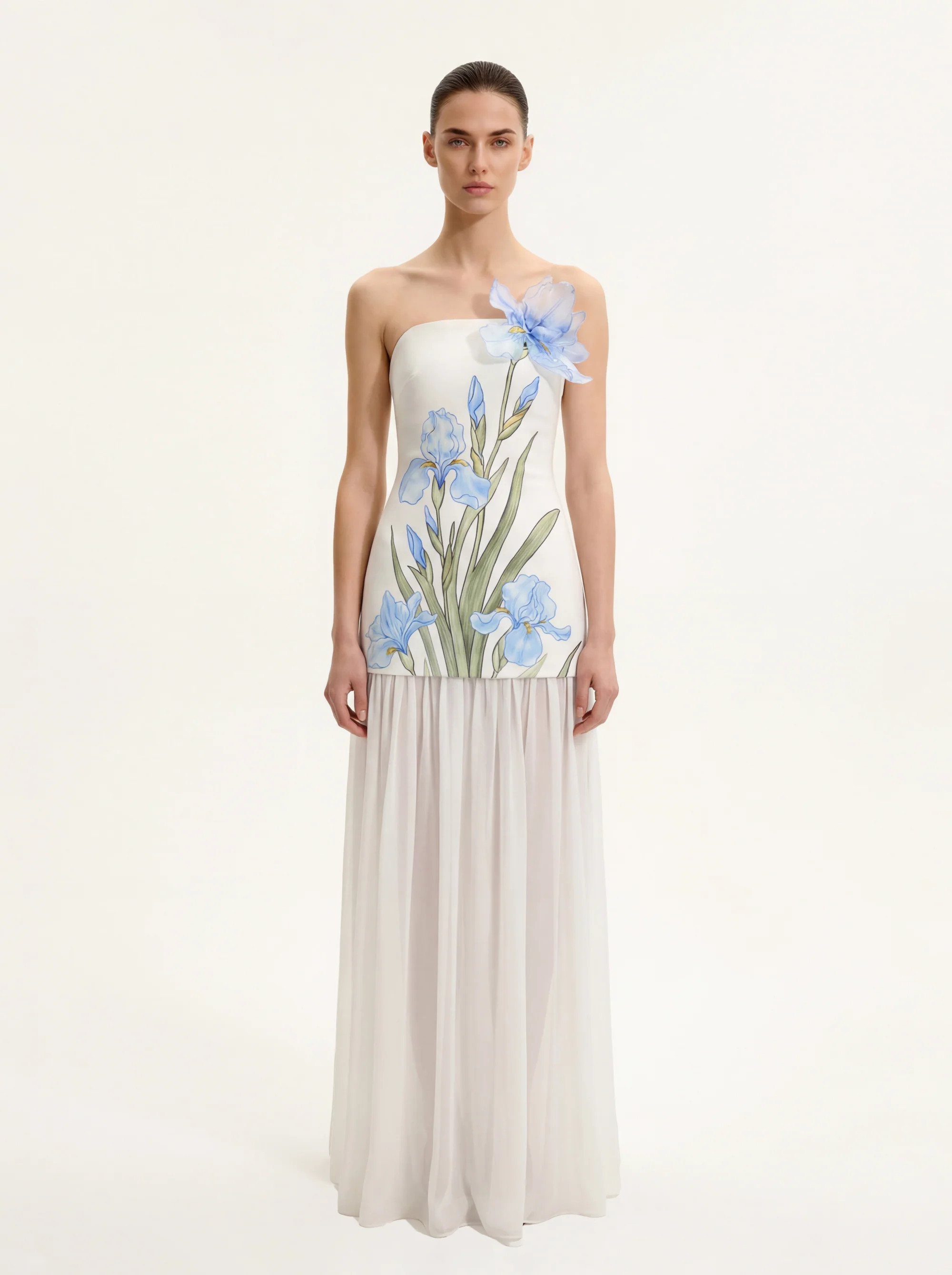 Floral One Shoulder Maxi Dress - White | JW PEI US