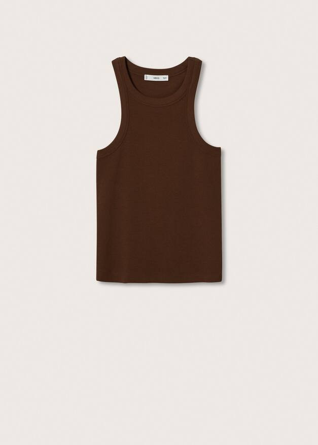 Ribbed cotton-blend top -  Women | Mango USA | MANGO (US)