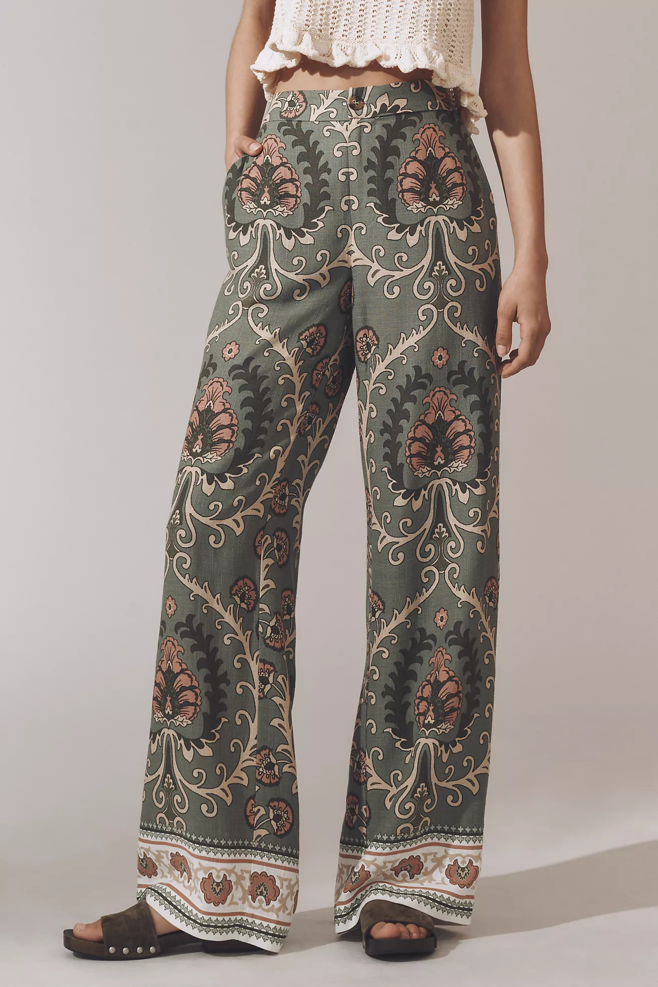 Sanctuary The Soft Printed Linen Blend Trouser Pants | Anthropologie (US)