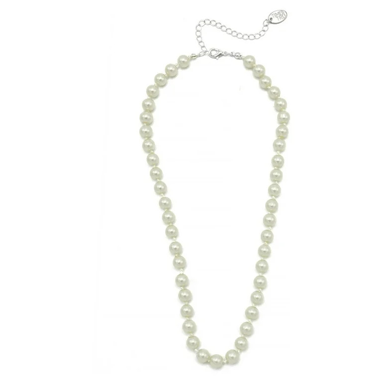 Time and Tru Women's 8MM Faux Pearl Necklace 17.5" with Extender | Walmart (US)