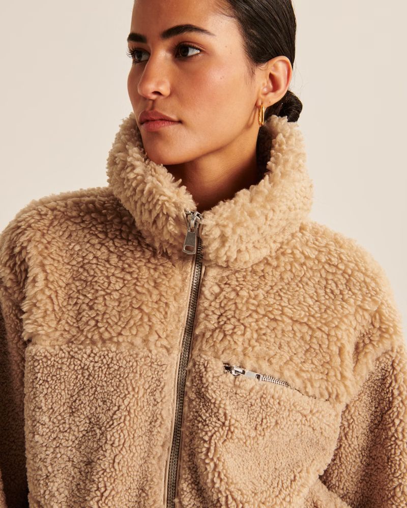 Women's Mixed Texture Sherpa Jacket | Women's New Arrivals | Abercrombie.com | Abercrombie & Fitch (US)