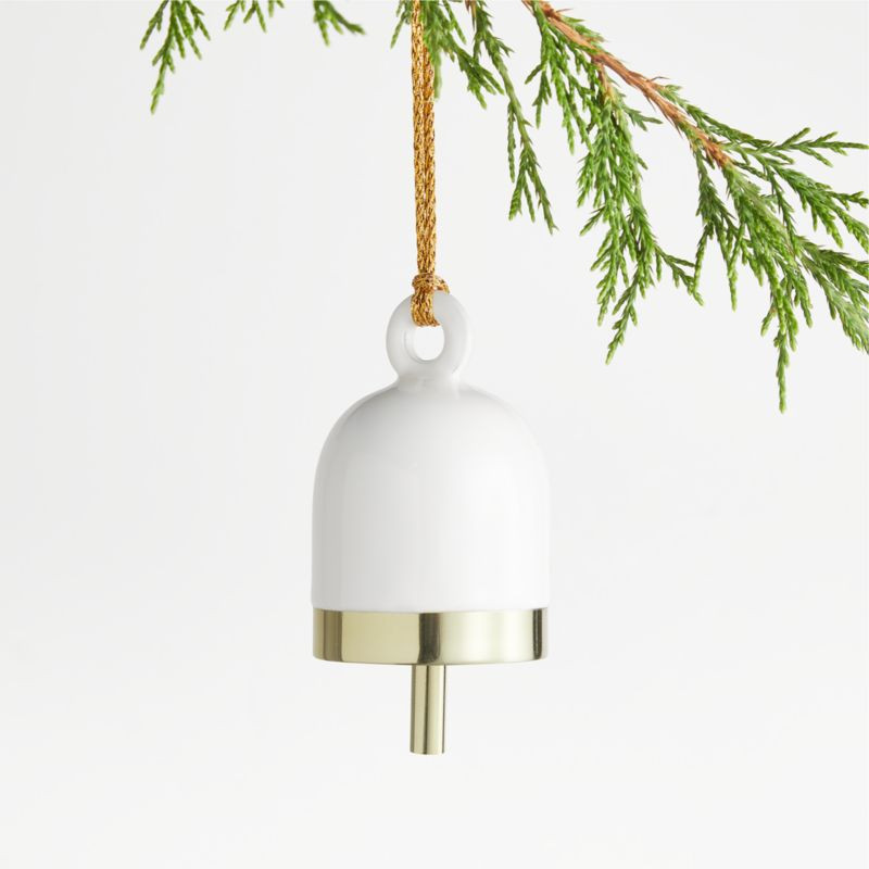 White Lacquer Bell Christmas Tree Ornament | Crate and Barrel | Crate & Barrel