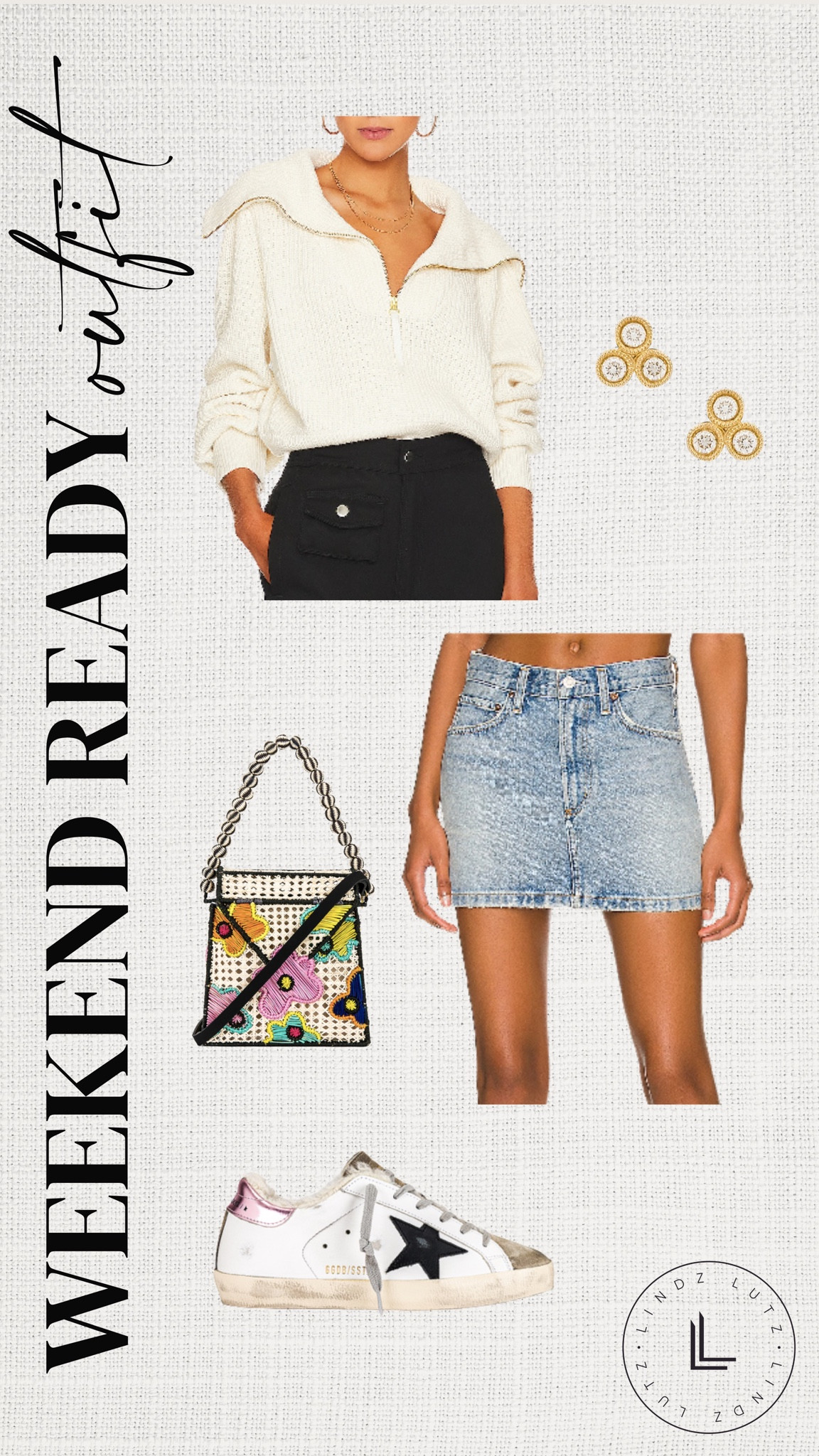 revolve weekend outfit / revolve fashion / revolve outfit / revolve looks / revolve finds / revolve style / revolve essentials / fall outfit / weekend looks / casual chic outfit / revolve skirt / revolve half zip / golden goose / beaded bag / earrings 

#LTKSeasonal #LTKshoecrush #LTKstyletip