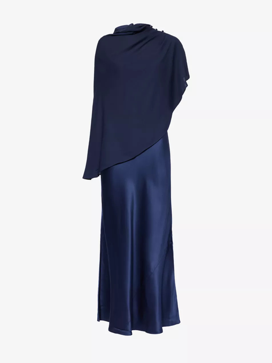 Lilibeth Sheer-Cape Silk Midi Dress | Selfridges