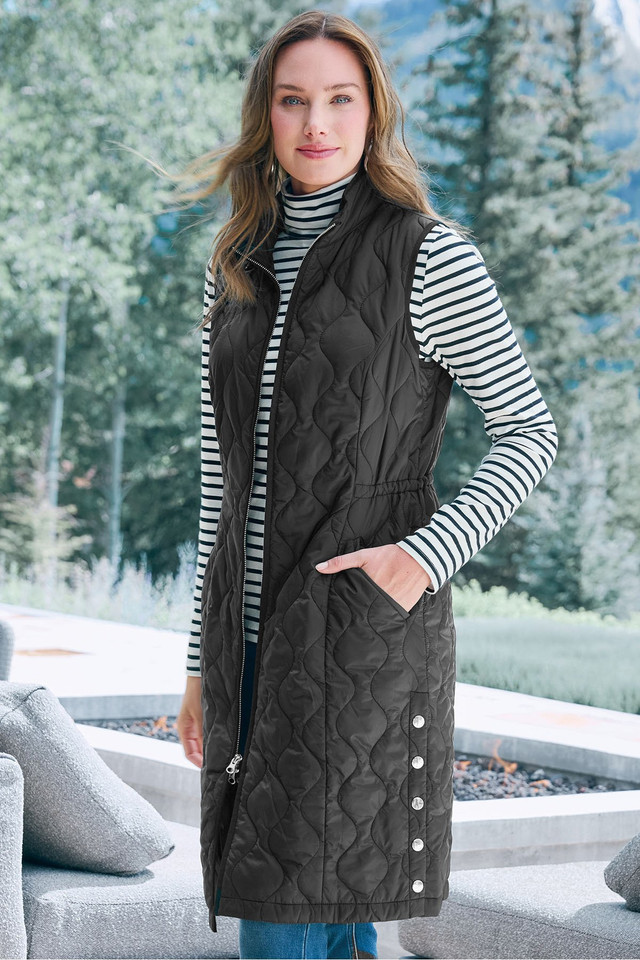 Daybreaker Lightweight Long Quilted Vest | Soft Surroundings