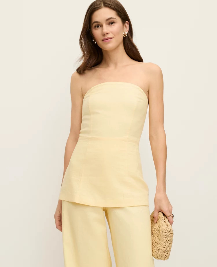 Strapless Linen Blend Tunic Top | Ann Taylor