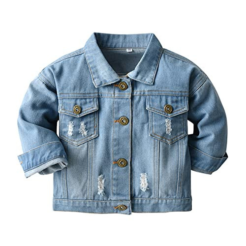 Toddler Baby Boys Girls Denim Jacket Casual Outerwear Clothing Distressed Jean Jacket Top Cowboy Autumn Spring Coat Kids Trucker Jacket Blue 6-12 Months | Amazon (US)