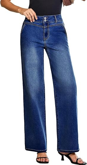 SHEWIN Womens Jeans High Waisted Wide Leg Jeans Woman Trendy 2025 Stretchy Straight Leg Ankle Den... | Amazon (US)