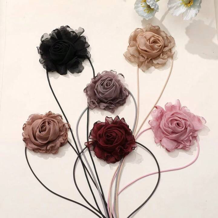 1pc Dried Rose Flower Collar Necklace Choker, Versatile Waist Belt Decoration Accessory | SHEIN