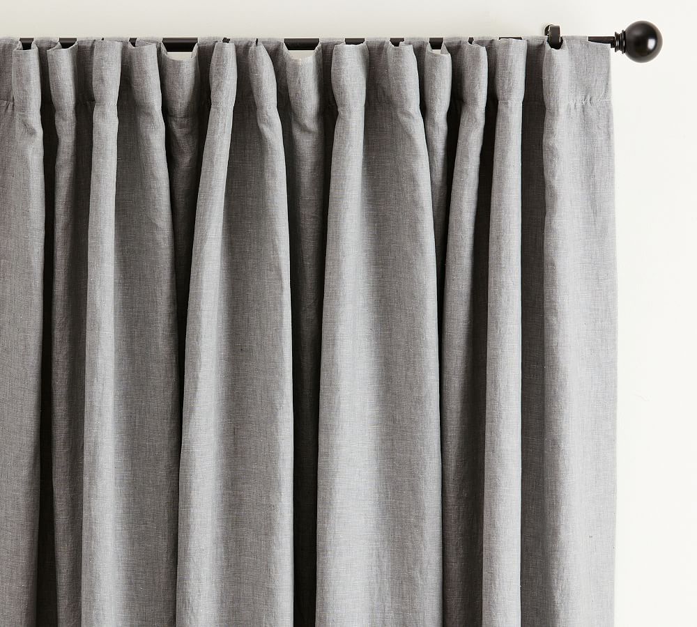 Custom Belgian Flax Linen Blackout Curtain - Flagstone | Pottery Barn (US)