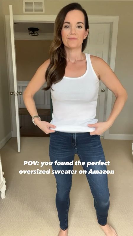 Perfect oversized sweater from Amazon 👏🏼 comment LINK and I’ll send you a direct message with the details to shop. 

This sweater feels amazing on and looks great with leggings or jeans. It comes in beautiful 22 colors. It’s looks very similar to the free people sweater but half the price! Wearing size small. 

Sweater, tank top, jeans, belt bag, earrings and sneakers are all linked. 

#casualstyle #oversized #sweaterweather #casualoutfit #outfits #outfitidea #momstyle #travelstyle #beltbag #skinnyjeans #momoutfit #comfyoutfit #comfystyle #winterstyle #winterfashion #wiw #amazon #amazonfashion #amazonfinds 

#LTKfindsunder50 #LTKstyletip