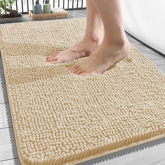 OLANLY Bathroom Rugs 34x21, Extra Soft Absorbent Chenille Bath Rugs, Rubber Backing Quick Dry, Ma... | Amazon (US)