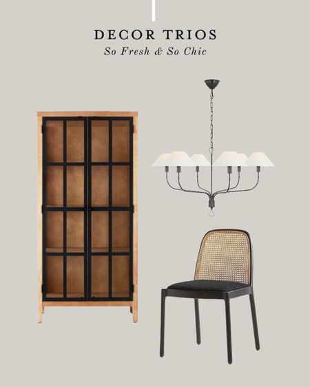 Dining room decor trio!
-
Amber Lewis large white shade black chandelier - Target Studio McGee Threshold glass door cabinet - black wood and rattan dining chair with black boucle upholstery - dining room furniture 

#LTKsalealert #LTKhome #LTKFind