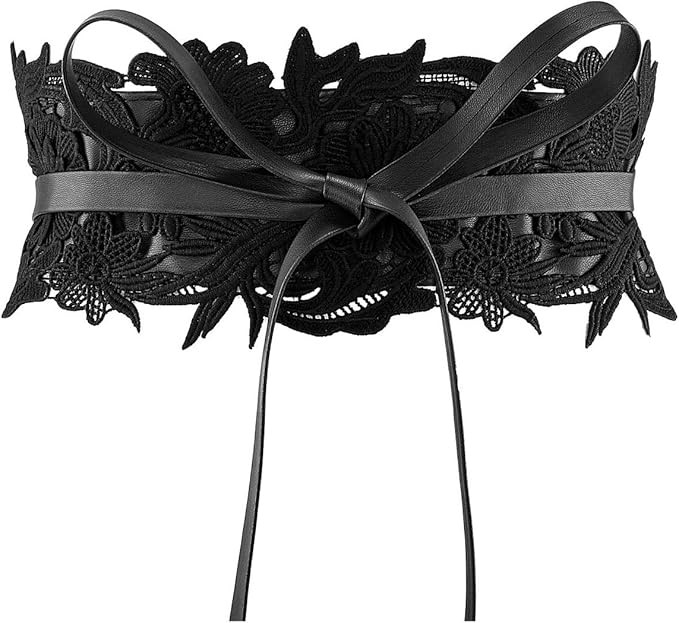 Ayliss Women's Lace Waist Belt Obi Bowknot Cinch Wide Belt Bow Tie Wrap Boho Corset Dress Waist B... | Amazon (US)
