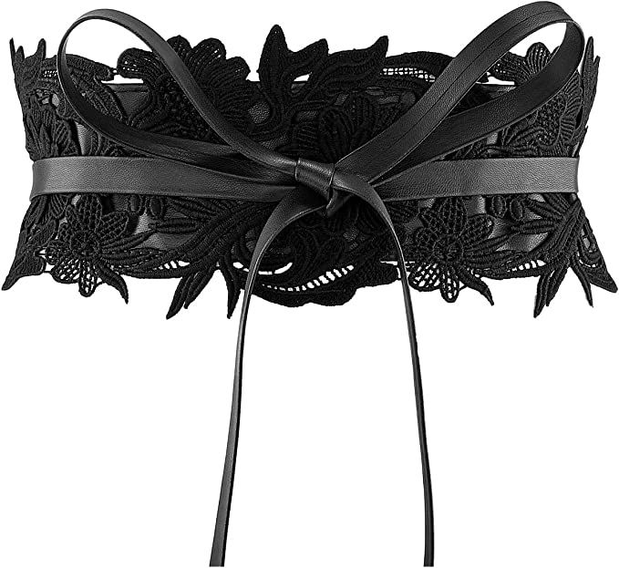 Ayliss Women's Lace Waist Belt Obi Bowknot Cinch Wide Belt Bow Tie Wrap Boho Corset Dress Waist B... | Amazon (US)