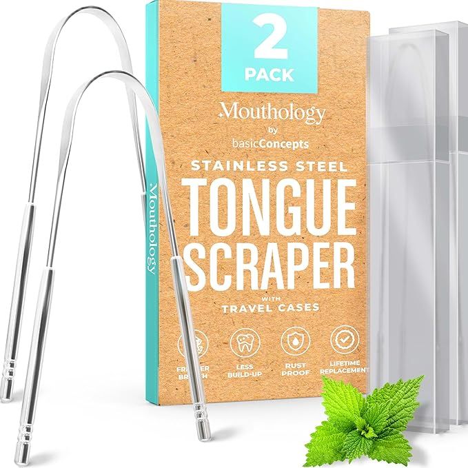 Tongue Scraper for Adults, Stainless Steel Metal Tong Style Tongue Scraper for Tongue Cleaning an... | Amazon (US)