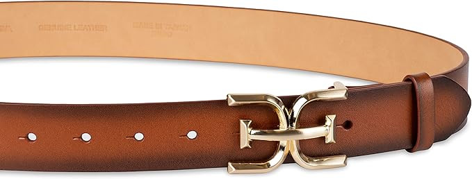 Sam Edelman Women's Casual Double-E Logo Plaque Buckle Leather Belt for Jeans and Trousers | Amazon (US)