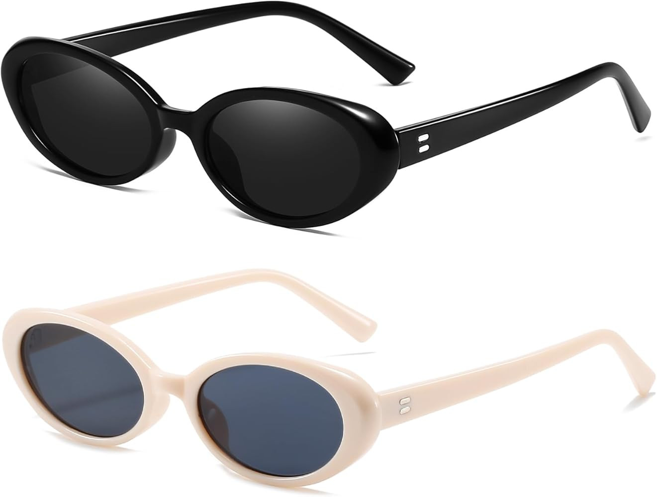 Retro Oval Sunglasses for Women Men Fashion Small Oval Sunglasses 90s Vintage Shades | Amazon (US)