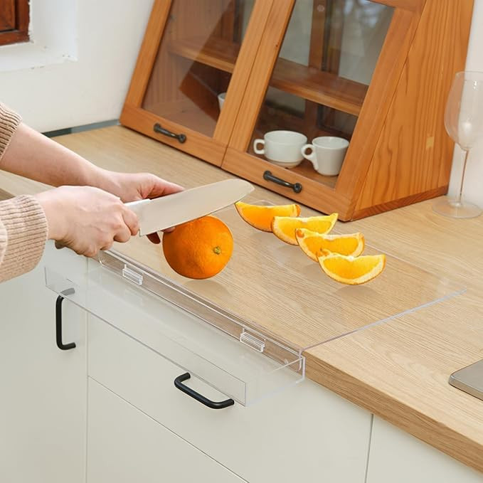 Acrylic Cutting Board with Waste container and Counter Lip,17x13 Inch Large Clear Cutting Board f... | Amazon (US)