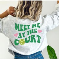Cute Tennis Sweatshirt For Women Gifts Green & Pink Shirt Club Meet Me At The Court Gift | Etsy (US)