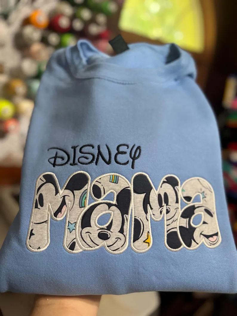 Mickey Mouse Mama Shirt, Disney Mama Embroidered Sweatshirt, Applique Disney Mom Crewneck, Disney... | Etsy (Global)