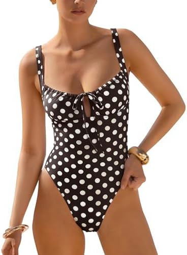 Women One Piece Swimsuit Cutout Tie Push Up Bathing Suit Slimming Sexy Swim Suits with Padded Adj... | Amazon (US)