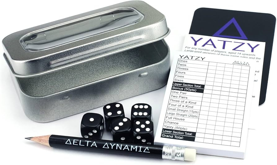 Yatzy Travel Tin – Traditional Dice Game in a Compact Hinged Storage Tin. Pocket-Sized Set (9.6... | Amazon (UK)