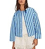 Chaquetas recortadas a rayas para mujer, cuello redondo, botones, abrigos de gran tamaño con bol... | Amazon (US)