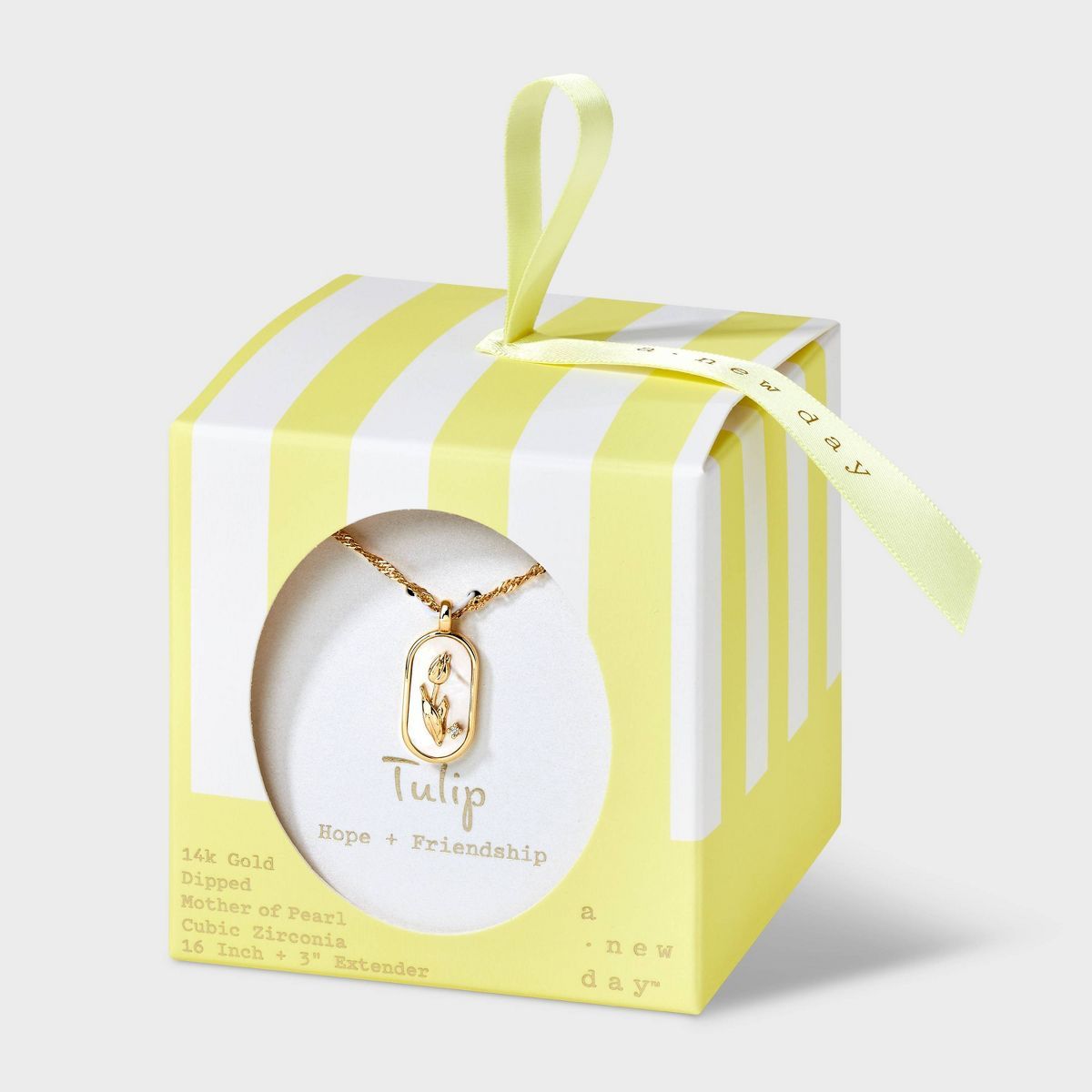 14K Gold Dipped Tulip Mother of Pearl Tag Necklace - A New Day™ Gold | Target