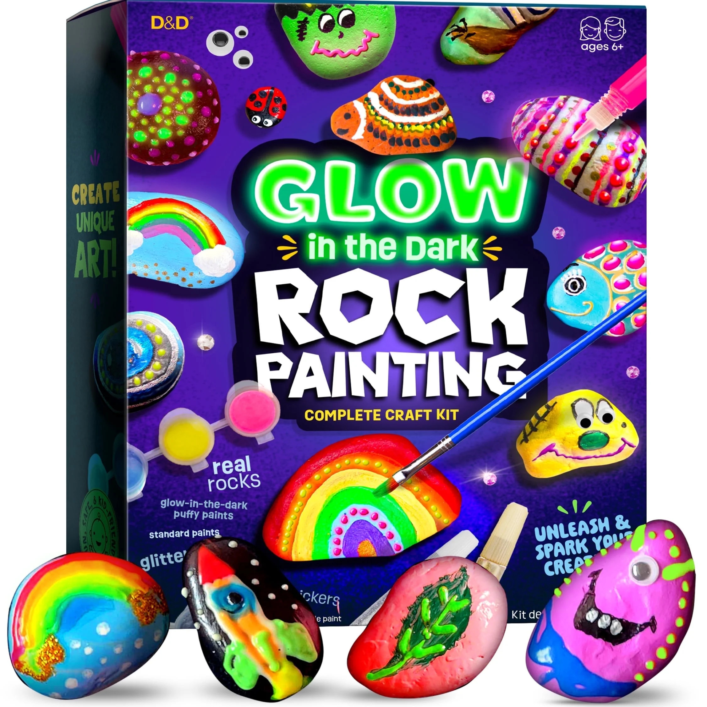 Glow-in-the-Dark Rock Painting Kit - Fun Easter Craft Kit for Kids - Gifts for Girls & Boys Ages ... | Walmart (US)