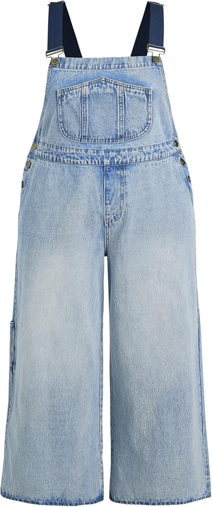 CIDER Women's Denim Pocket Wide Leg Jumpsuit Plus Size | Amazon (US)