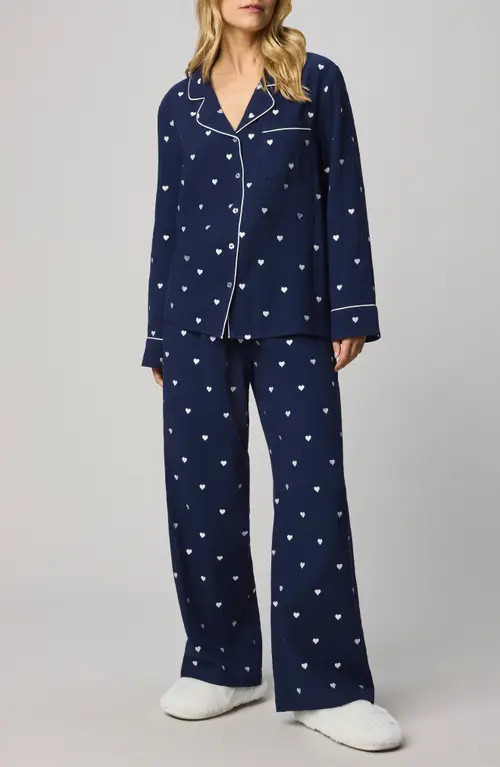 Splendid Lottie Love Cotton Gauze Pajamas in Navy Blue/White at Nordstrom, Size Large | Nordstrom