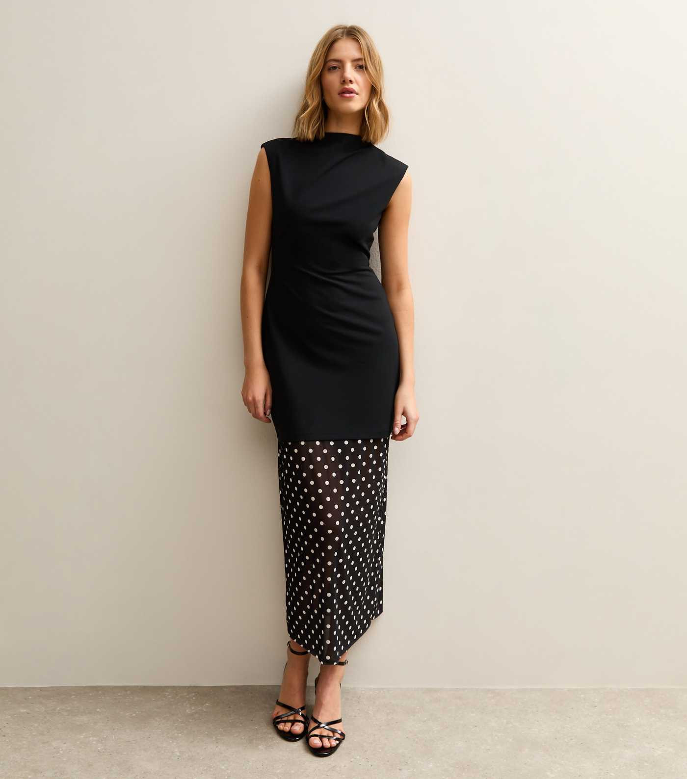 Black Polka Dot Hem Midi Dress | New Look | New Look (UK)