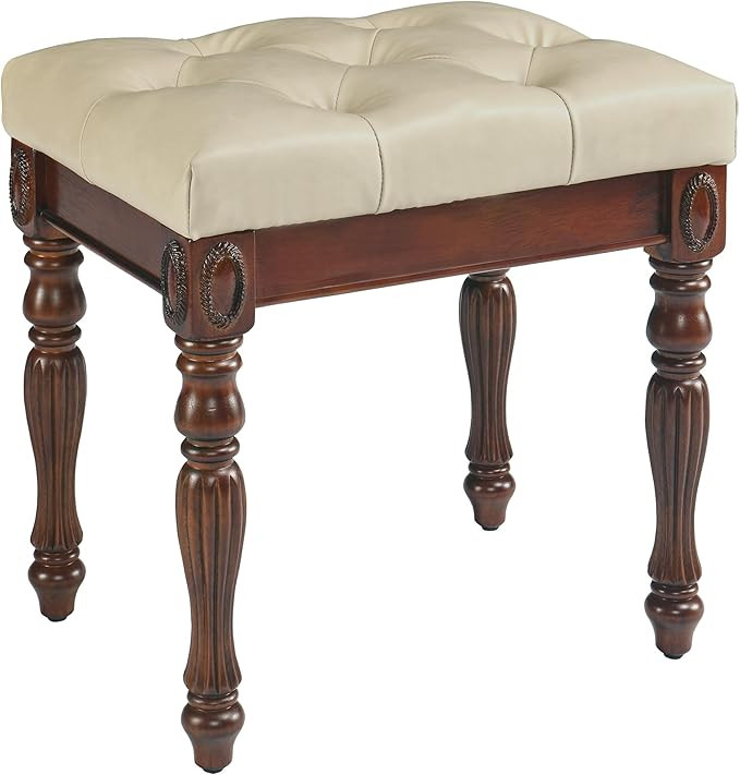Vanity Bench Stool with Upholstered Seat, Piano Bench with Solid Wood Carving Legs, Home Chairs B... | Amazon (US)