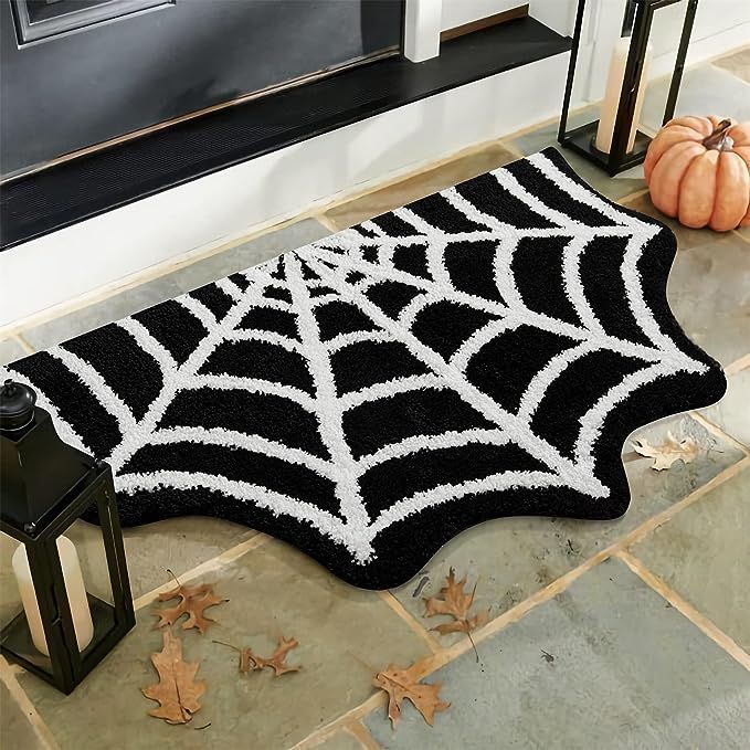 Estmy Spider Web Indoor Halloween Rug 2x3, Plush Gothic Cute Fun Halloween Bathroom Rugs Non Slip... | Amazon (US)