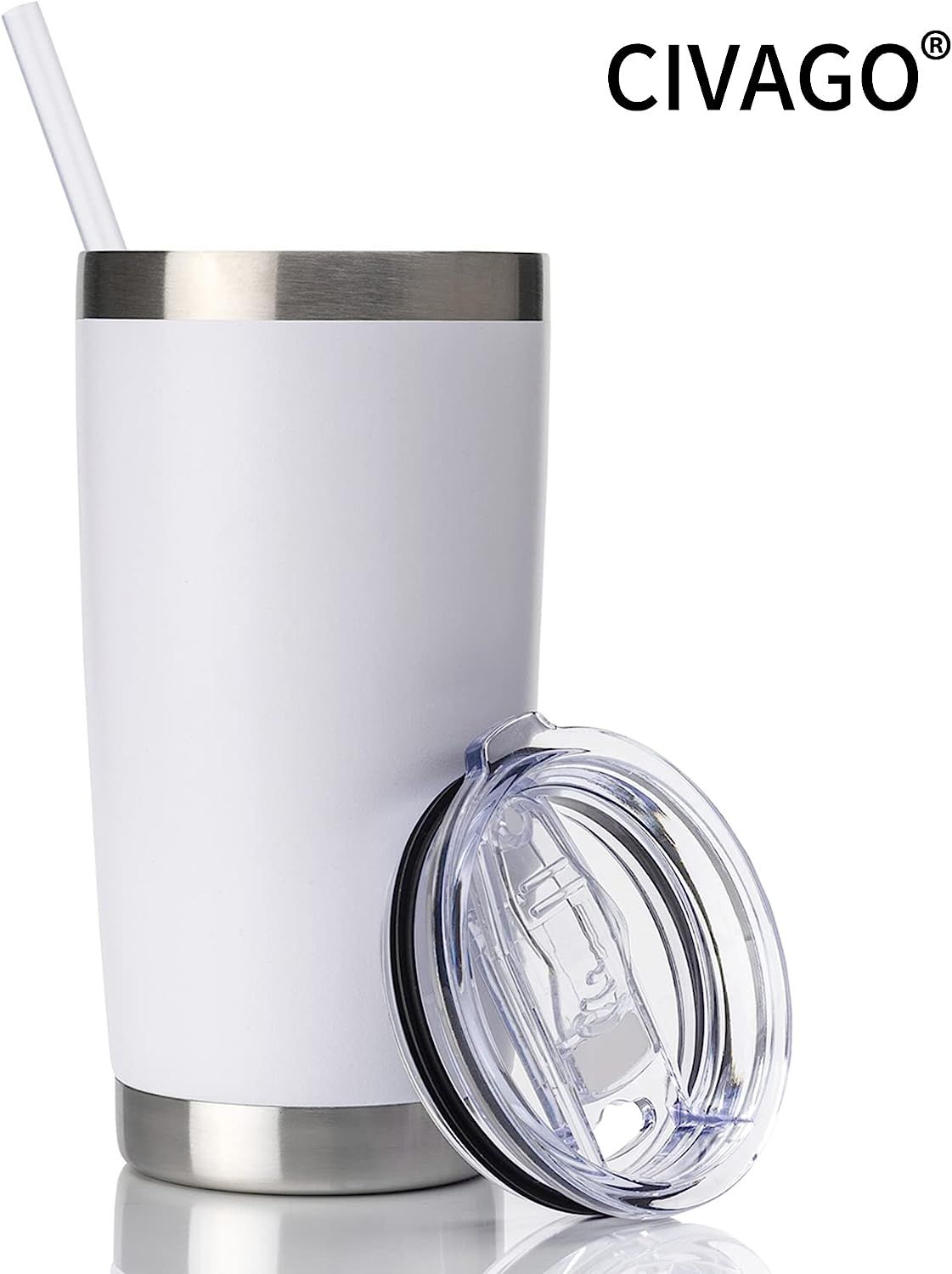 CIVAGO 20oz Tumbler with Lid and Straw, Stainless Steel Vacuum Insulated Water Coffee Tumbler Cup... | Amazon (US)
