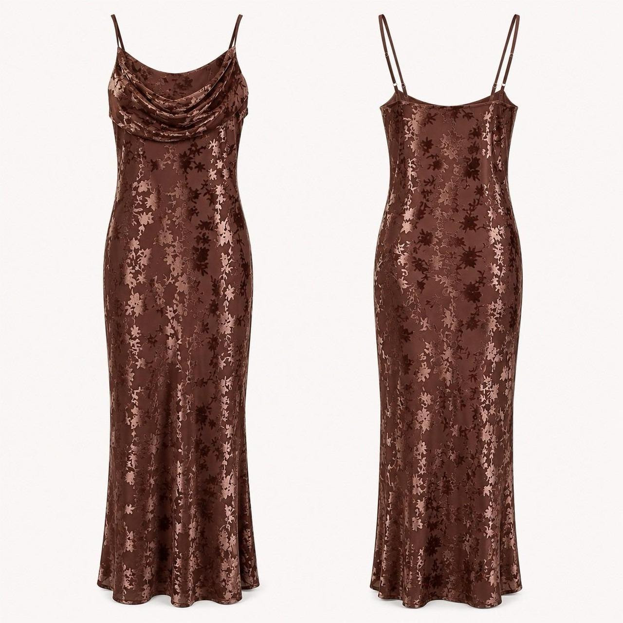 One & Only Collective NWT Slip Dress Brown Velvet... | Depop US