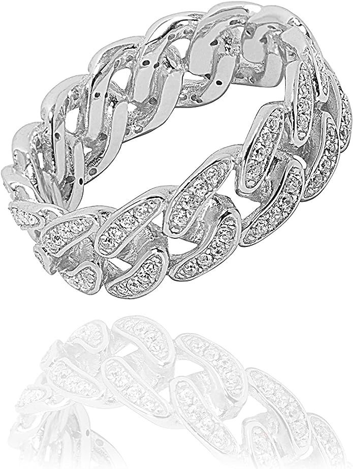 NYC Sterling Women's Sterling Silver Cubic Zirconia Curb Link Ring | Amazon (US)
