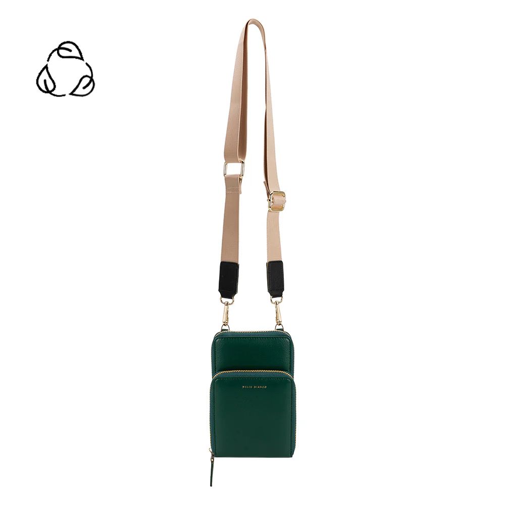 Green Iris Small Recycled Vegan Leather Crossbody Bag | Melie Bianco