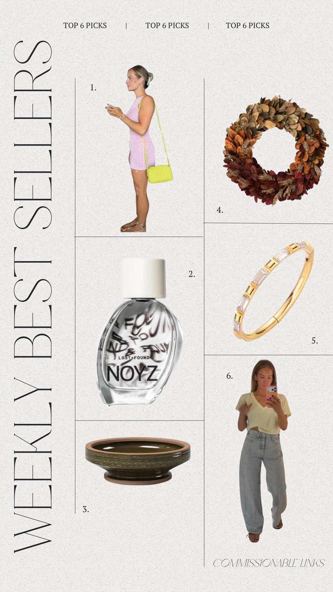 Weekly Top Six Best Sellers 
1. Beachy Revolve Dress
2. Noyz fragrance 
3. Fall ceramic bowl 
4. Target seasonal wreath 
5. Pierced by Ash hoop - use code LOLA
6. Anthropologie outfit

#LTKootd #LTKdayinmylife #LTKSaleAlert