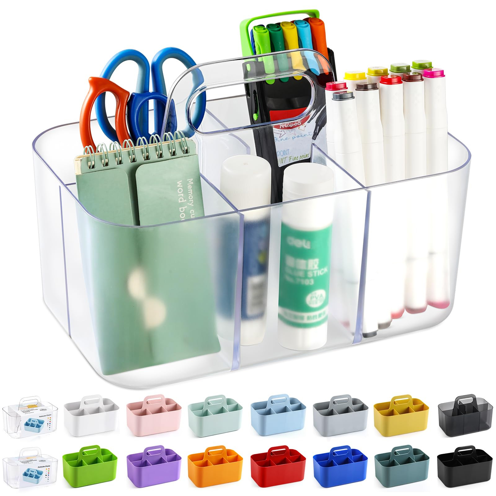 Multiuse Caddy Organizer with Handle - Stackable Plastic Bin - Divided Storage Tote Holder for Ar... | Amazon (US)