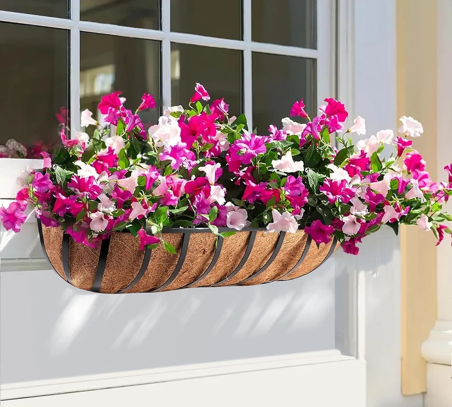 1 Pack 24" Deck Rail Box Planter - Outdoor Hanging Basket for Plants - Balcony Herb & Flower Pot ... | Walmart (US)