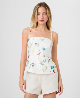 French Connection Women's Sleeveless Straight Neck Top - Christine Fleur Summer White | Macy's