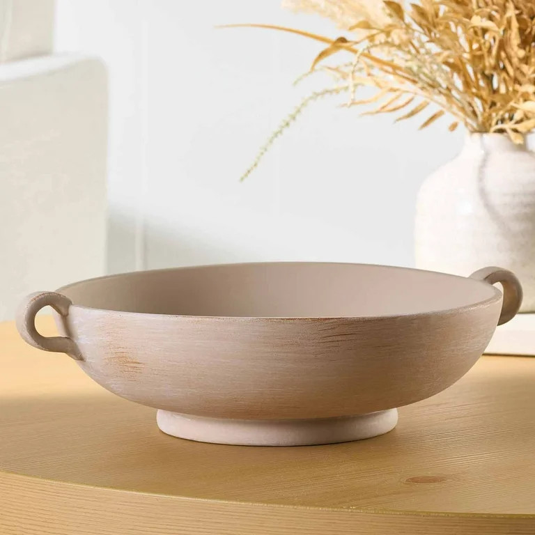 Better Homes & Gardens 9.75" Ceramic Low Stone Distressed Bowl, Taupe | Walmart (US)