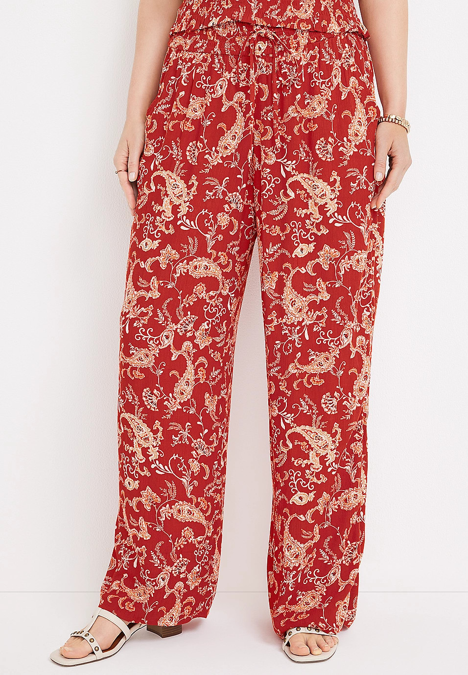 High Rise Floral Wide Leg Pant | Maurices