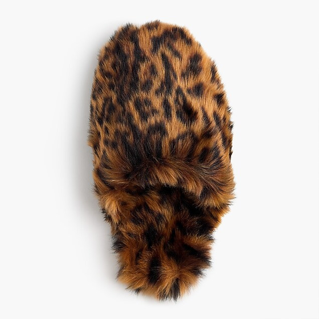 Leopard fuzzy slippers | J. Crew US