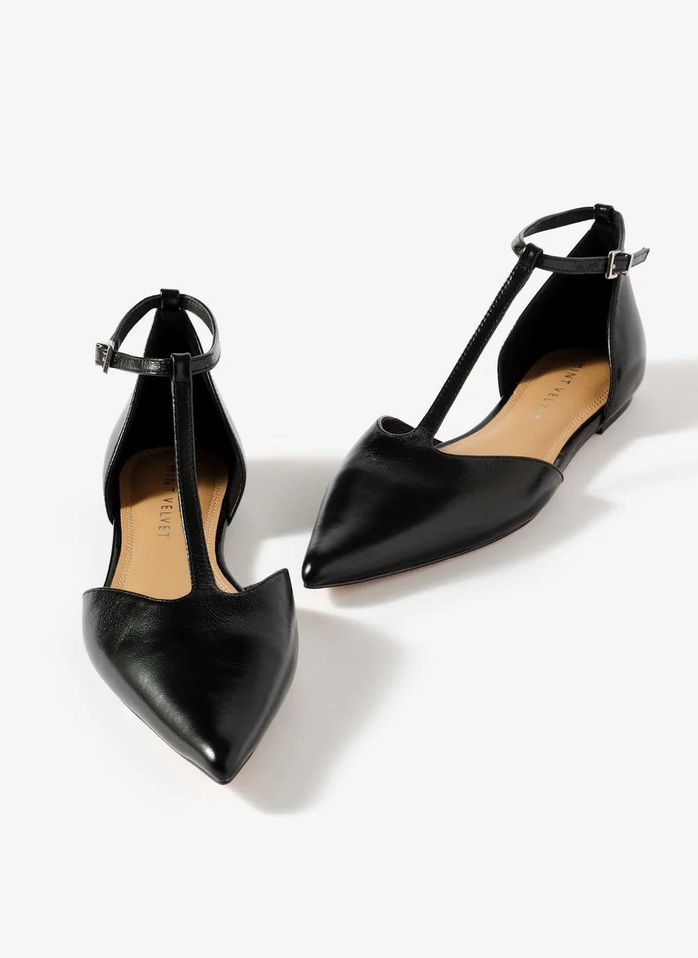Lila Black T-Bar Flats | Mint Velvet - ROW