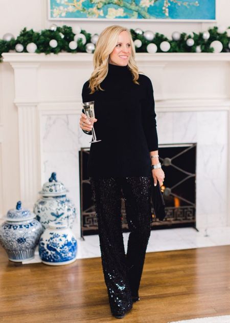 Cozy, Cashmere turtleneck and sequin pants are perfect for Christmas and holiday parties, and New Year’s Eve!

#LTKHoliday #LTKstyletip #LTKSeasonal